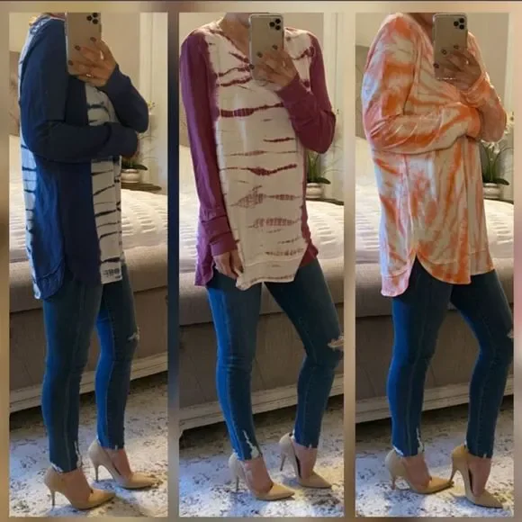 New! Mauve Watercolor Tie Dye Tunic - Picture 2 of 3